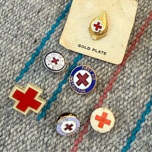 Vintage Red Cross Pins Collection